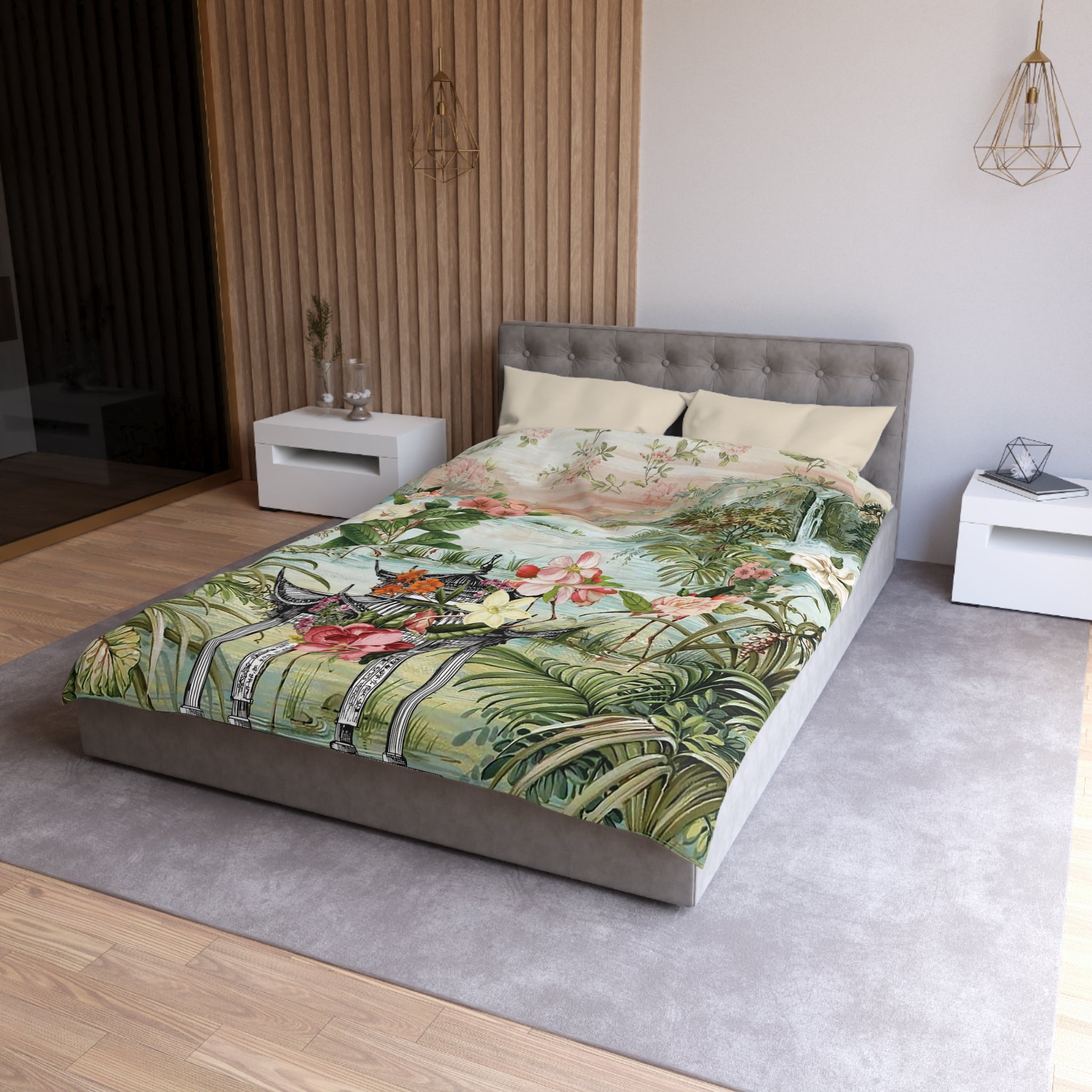 Kate McEnroe New York Chinoiserie Tranquil Floral Pagoda Garden Scene Duvet CoverDuvet Covers31851280254510960061