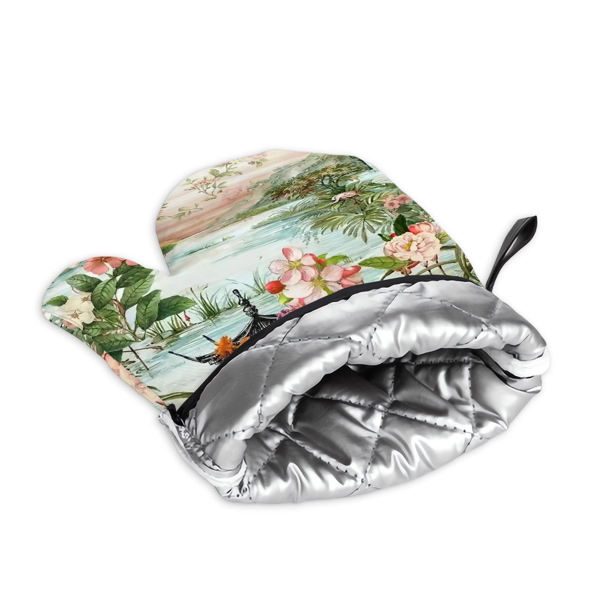 Kate McEnroe New York Chinoiserie Tranquil Floral Pagoda Garden Scene Oven Mitts and Pot Holders SetOven Mitts &amp; Pot Holder SetH5KRTB-CWGW7N-8VIID7