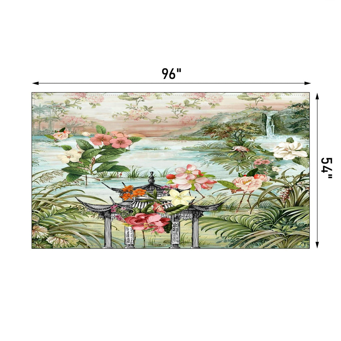 Kate McEnroe New York Chinoiserie Tranquil Floral Pagoda Garden Scene Tableclothtablecloth120447