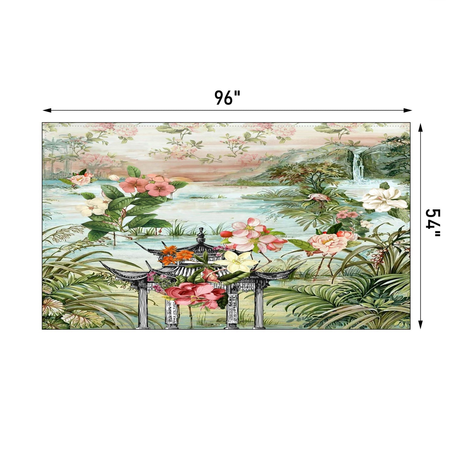 Kate McEnroe New York Chinoiserie Tranquil Floral Pagoda Garden Scene Tableclothtablecloth120447