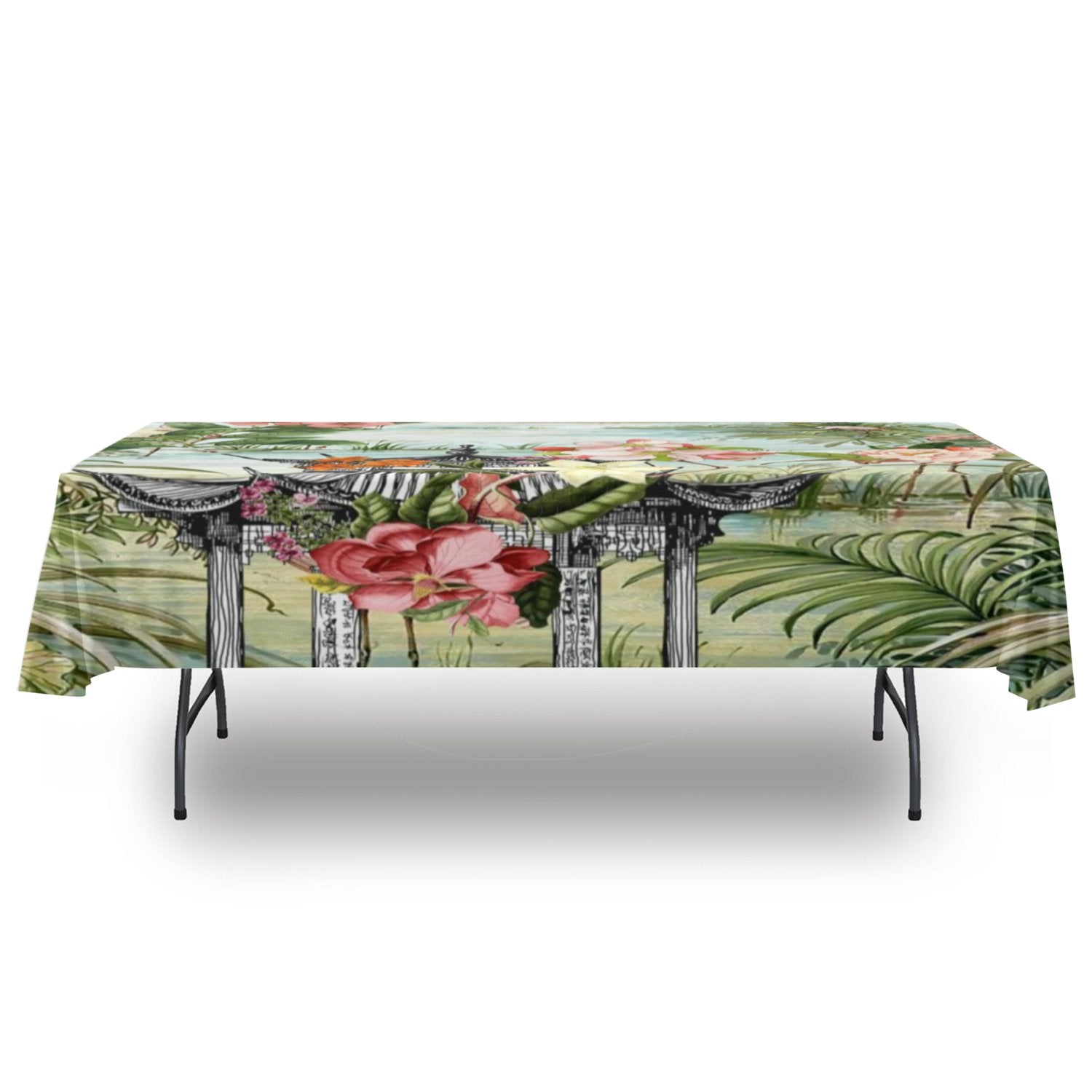 Kate McEnroe New York Chinoiserie Tranquil Floral Pagoda Garden Scene Tableclothtablecloth120448