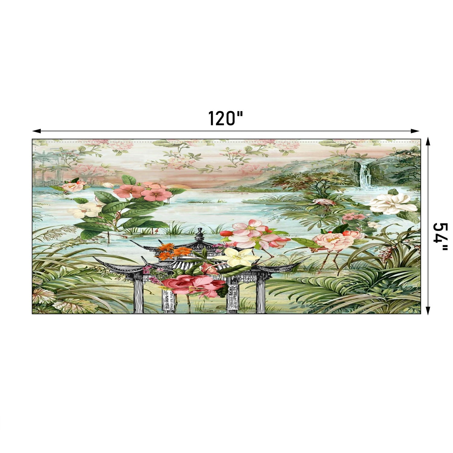 Kate McEnroe New York Chinoiserie Tranquil Floral Pagoda Garden Scene Tableclothtablecloth120448