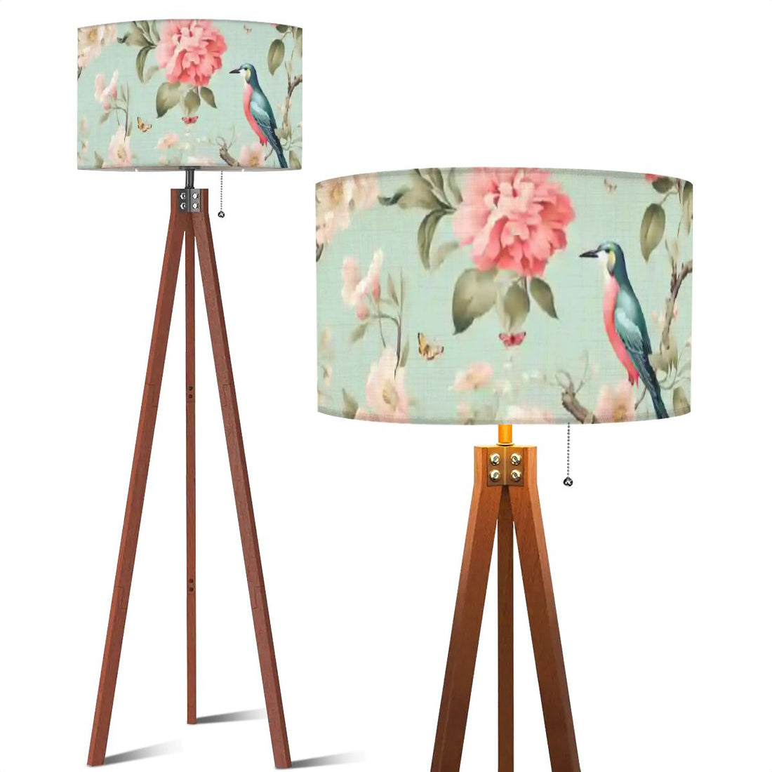 Kate McEnroe New York Chinoiserie Tripod Floor Lamp Vintage Bird Peony Floral DecorTripod Floor Lamps5rOmtV9Cz1