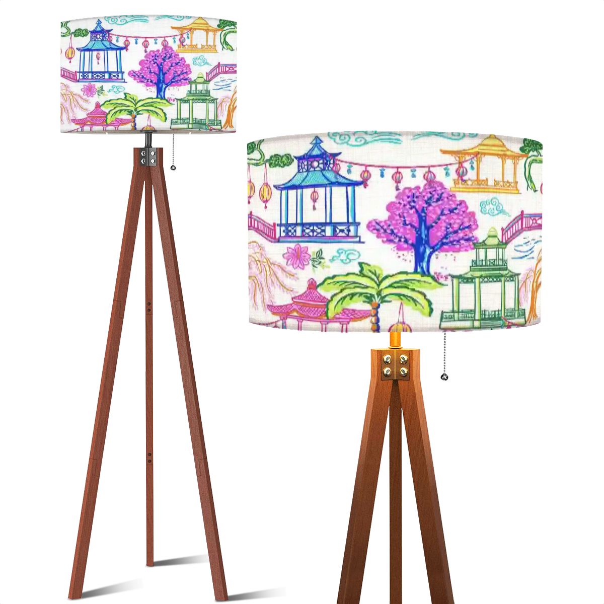Kate McEnroe New York Chinoiserie Tripod Floor Lamp, Vintage Pagoda Lantern Scene LightingFloor LampsUgsZ143B0r