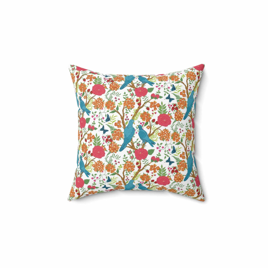Kate McEnroe New York Chinoiserie Tropical Bird Garden Pillow with Insert, Floral Cushion, Botanical Bird Throw Pillow KM13809924 Throw Pillows 14&quot; × 14&quot; 12261909374163439717