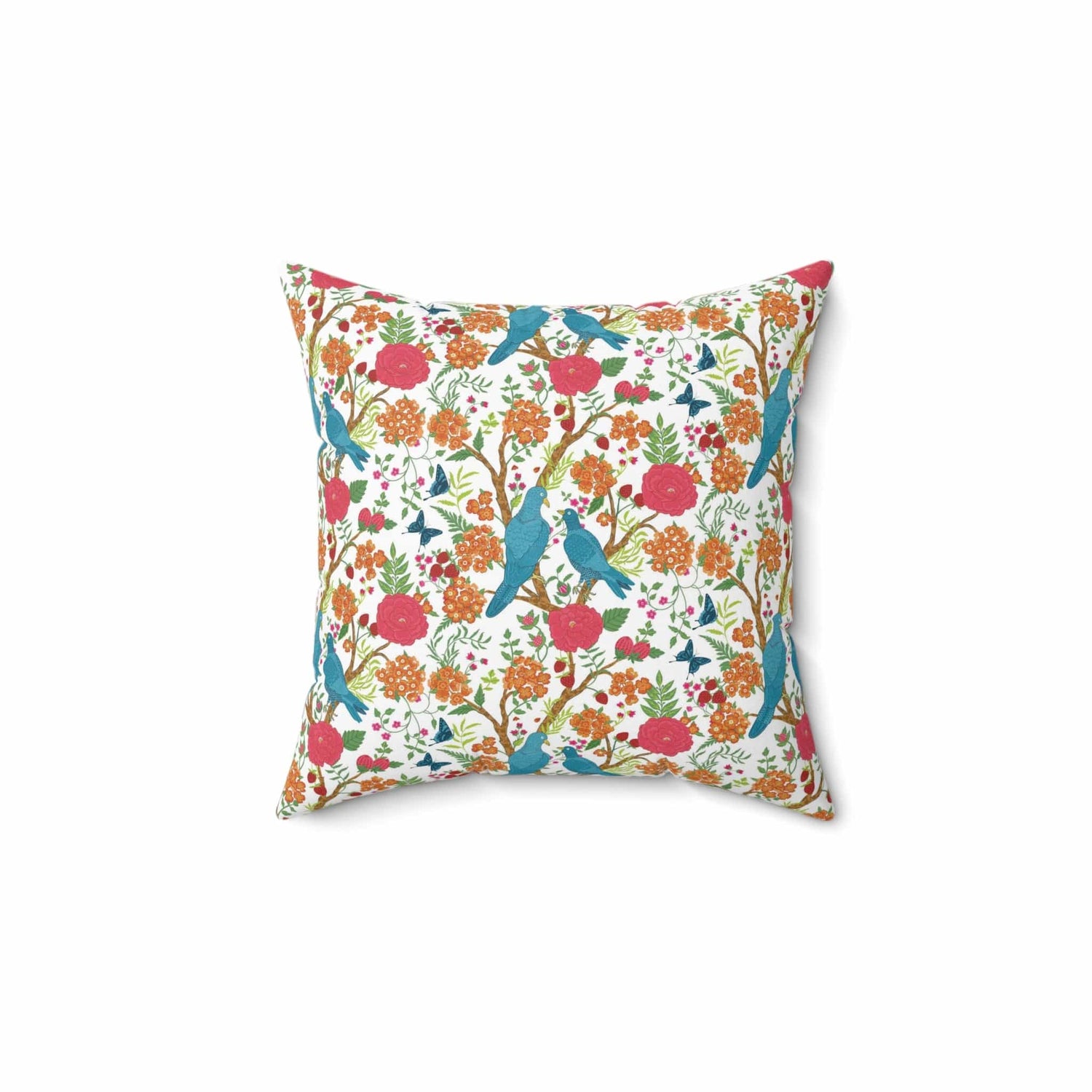 Kate McEnroe New York Chinoiserie Tropical Bird Garden Pillow with Insert, Floral Cushion, Botanical Bird Throw Pillow KM13809924 Throw Pillows 14&quot; × 14&quot; 12261909374163439717