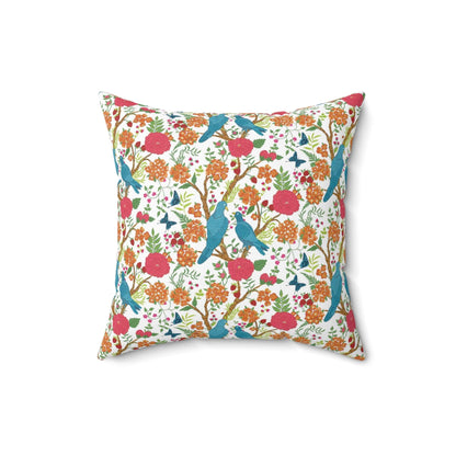 Kate McEnroe New York Chinoiserie Tropical Bird Garden Pillow with Insert, Floral Cushion, Botanical Bird Throw Pillow KM13809924 Throw Pillows 16&quot; × 16&quot; 19410426217914575606