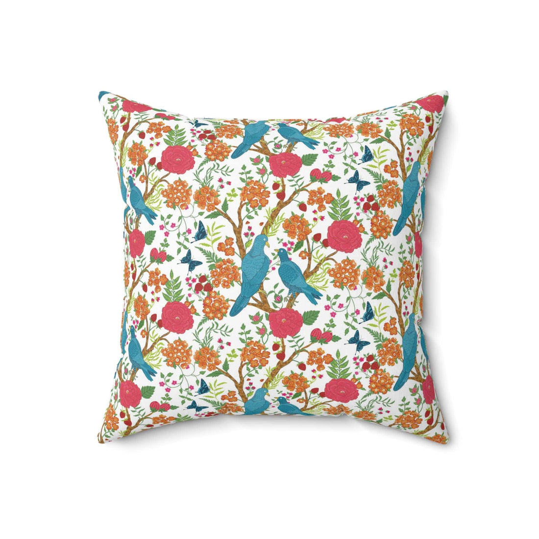 Kate McEnroe New York Chinoiserie Tropical Bird Garden Pillow with Insert, Floral Cushion, Botanical Bird Throw Pillow KM13809924 Throw Pillows 18&quot; × 18&quot; 74992403678415024215