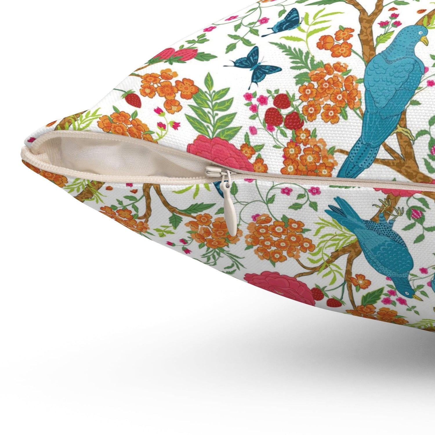 Kate McEnroe New York Chinoiserie Tropical Bird Garden Pillow with Insert, Floral Cushion, Botanical Bird Throw Pillow KM13809924 Throw Pillows