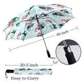 Kate McEnroe New York Christmas Retro Atomic Cat Semi - Automatic Foldable UmbrellaUmbrellasD2841171