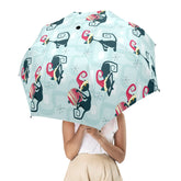 Kate McEnroe New York Christmas Retro Atomic Cat Semi - Automatic Foldable UmbrellaUmbrellasD2841171