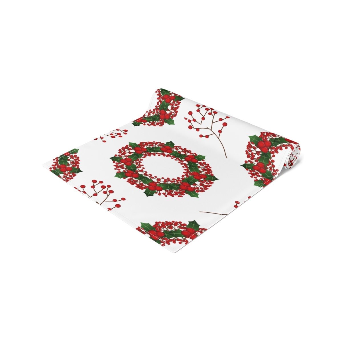 Kate McEnroe New York Christmas Table Runner, Mistletoes, Holly, Red Berries Holiday Home Decor, Christmas Wreath Table Linens, Holiday Party Tabletop DecorationTable Runners28267621095711866060