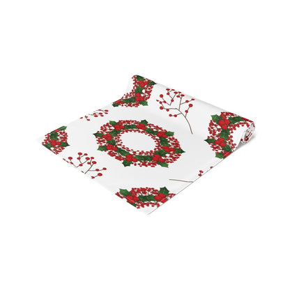 Kate McEnroe New York Christmas Table Runner, Mistletoes, Holly, Red Berries Holiday Home Decor, Christmas Wreath Table Linens, Holiday Party Tabletop DecorationTable Runners28267621095711866060