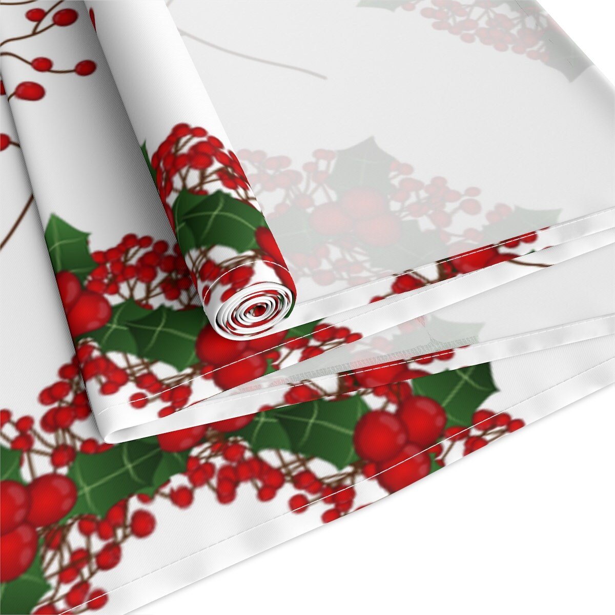 Kate McEnroe New York Christmas Table Runner, Mistletoes, Holly, Red Berries Holiday Home Decor, Christmas Wreath Table Linens, Holiday Party Tabletop DecorationTable Runners28267621095711866060