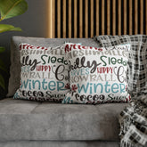 Kate McEnroe New York Christmas Throw Pillow Cover, Mittens, Mashmallows, Snowballs, Sledding, Chilly Winter Word Art Cushion Covers, Farmhouse DecorThrow Pillow Covers20686719628418103317