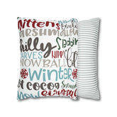 Kate McEnroe New York Christmas Throw Pillow Cover, Mittens, Mashmallows, Snowballs, Sledding, Chilly Winter Word Art Cushion Covers, Farmhouse DecorThrow Pillow Covers20686719628418103317