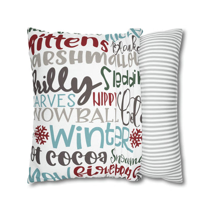 Kate McEnroe New York Christmas Throw Pillow Cover, Mittens, Mashmallows, Snowballs, Sledding, Chilly Winter Word Art Cushion Covers, Farmhouse DecorThrow Pillow Covers20686719628418103317