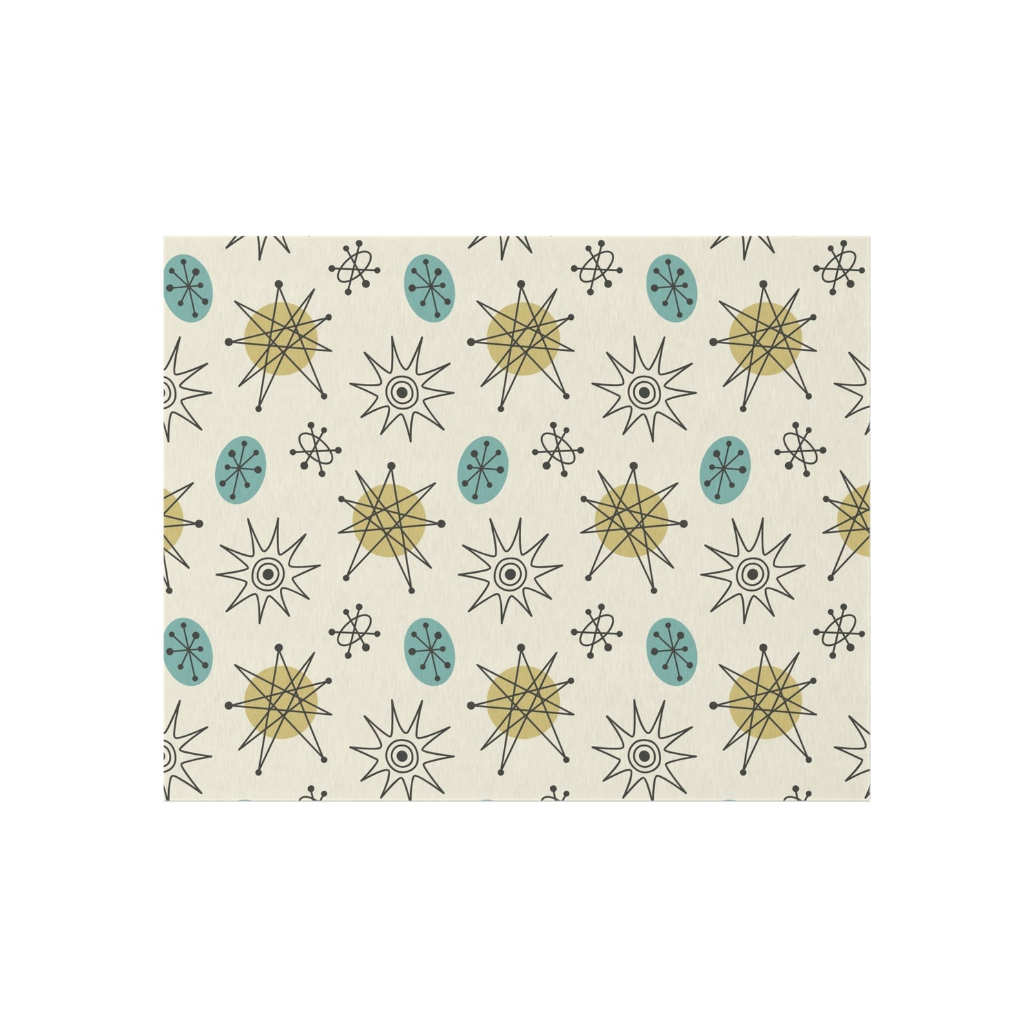 Kate McEnroe New York Classic Franciscan Starburst 50s Mid Century Modern Atomic Retro Cream, Aqua Blue, Green Indoor - Outdoor RugRugs27367820302419472119