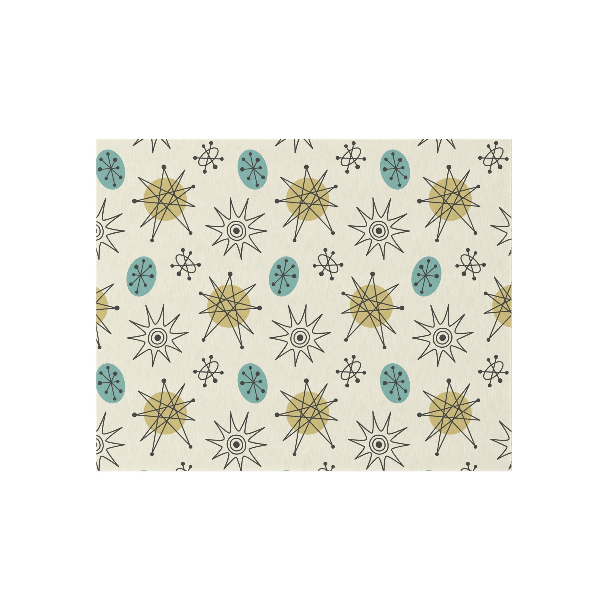 Kate McEnroe New York Classic Franciscan Starburst 50s Mid Century Modern Atomic Retro Cream, Aqua Blue, Green Indoor - Outdoor RugRugs27367820302419472119