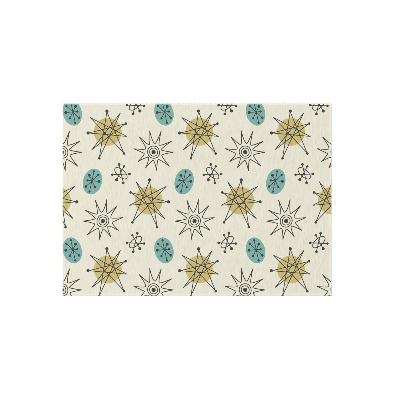 Kate McEnroe New York Classic Franciscan Starburst 50s Mid Century Modern Atomic Retro Cream, Aqua Blue, Green Indoor - Outdoor RugRugs27367820302419472119