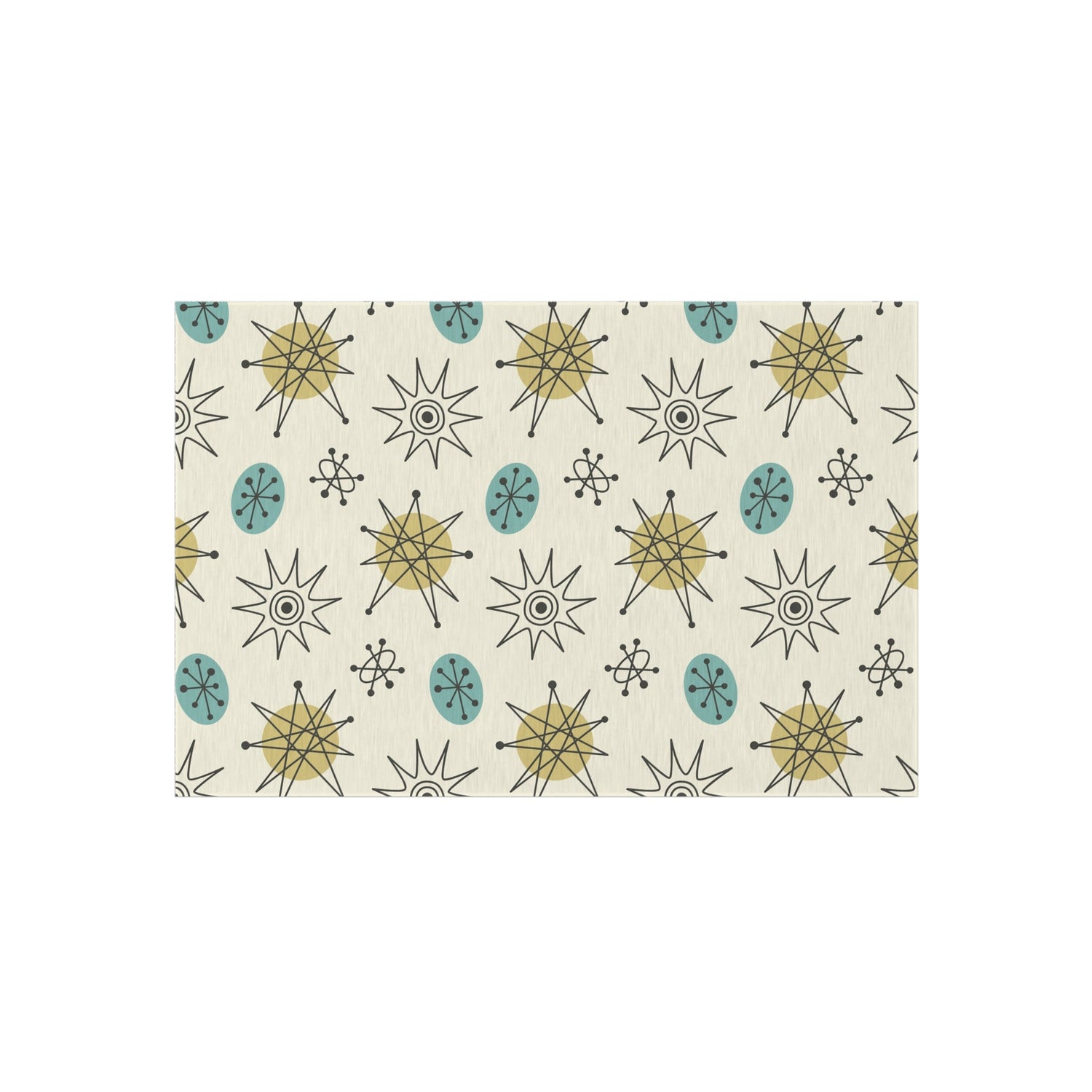 Kate McEnroe New York Classic Franciscan Starburst 50s Mid Century Modern Atomic Retro Cream, Aqua Blue, Green Indoor - Outdoor RugRugs27367820302419472119