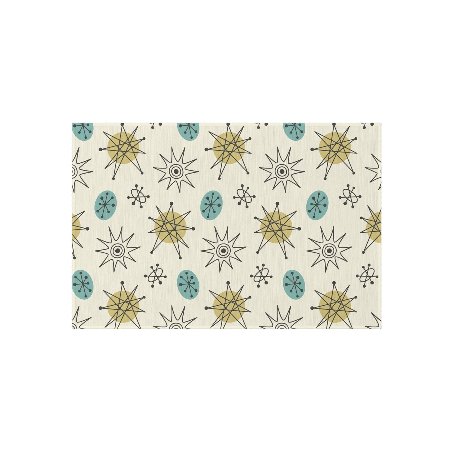 Kate McEnroe New York Classic Franciscan Starburst 50s Mid Century Modern Atomic Retro Cream, Aqua Blue, Green Indoor - Outdoor RugRugs27367820302419472119