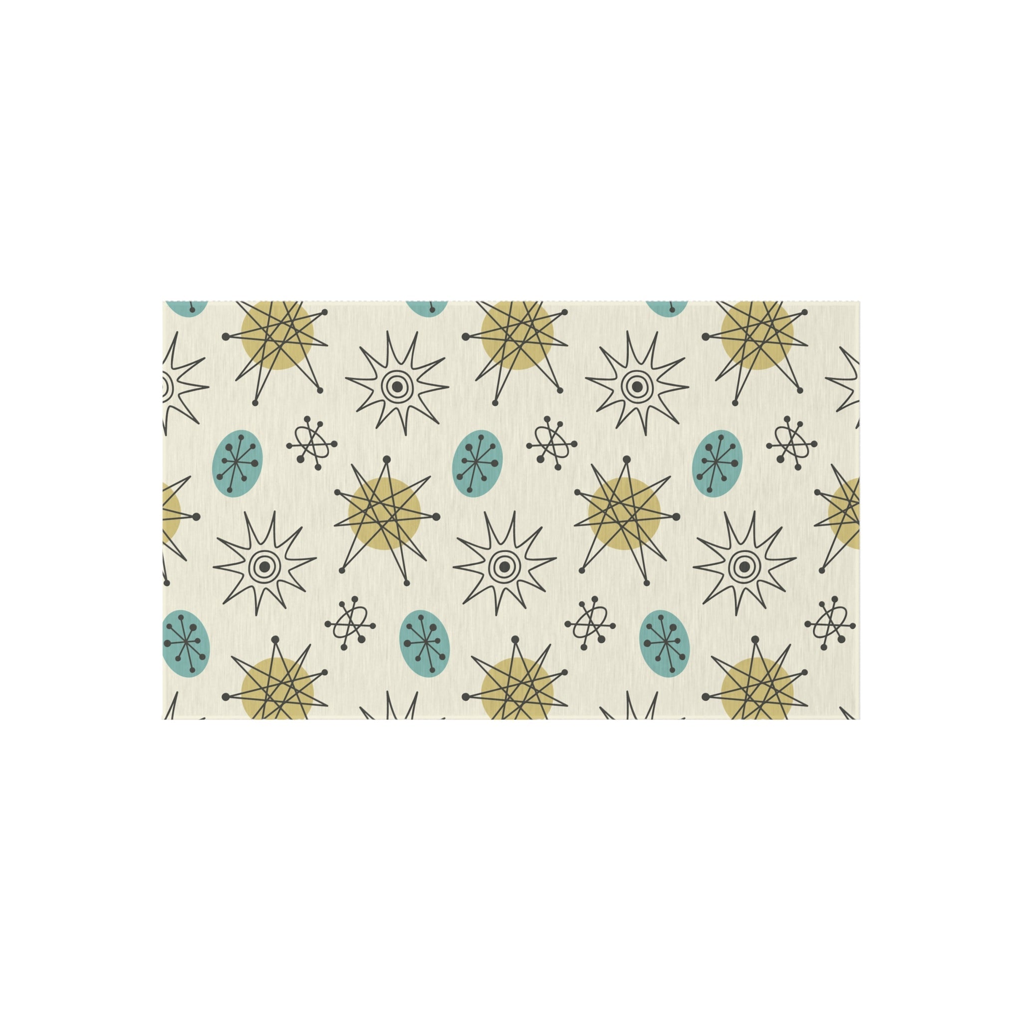 Kate McEnroe New York Classic Franciscan Starburst 50s Mid Century Modern Atomic Retro Cream, Aqua Blue, Green Indoor - Outdoor RugRugs27367820302419472119