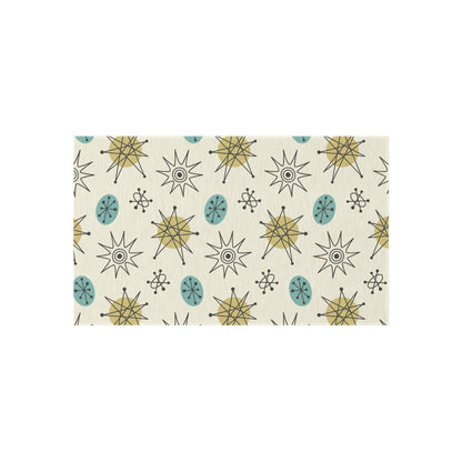 Kate McEnroe New York Classic Franciscan Starburst 50s Mid Century Modern Atomic Retro Cream, Aqua Blue, Green Indoor - Outdoor RugRugs27367820302419472119