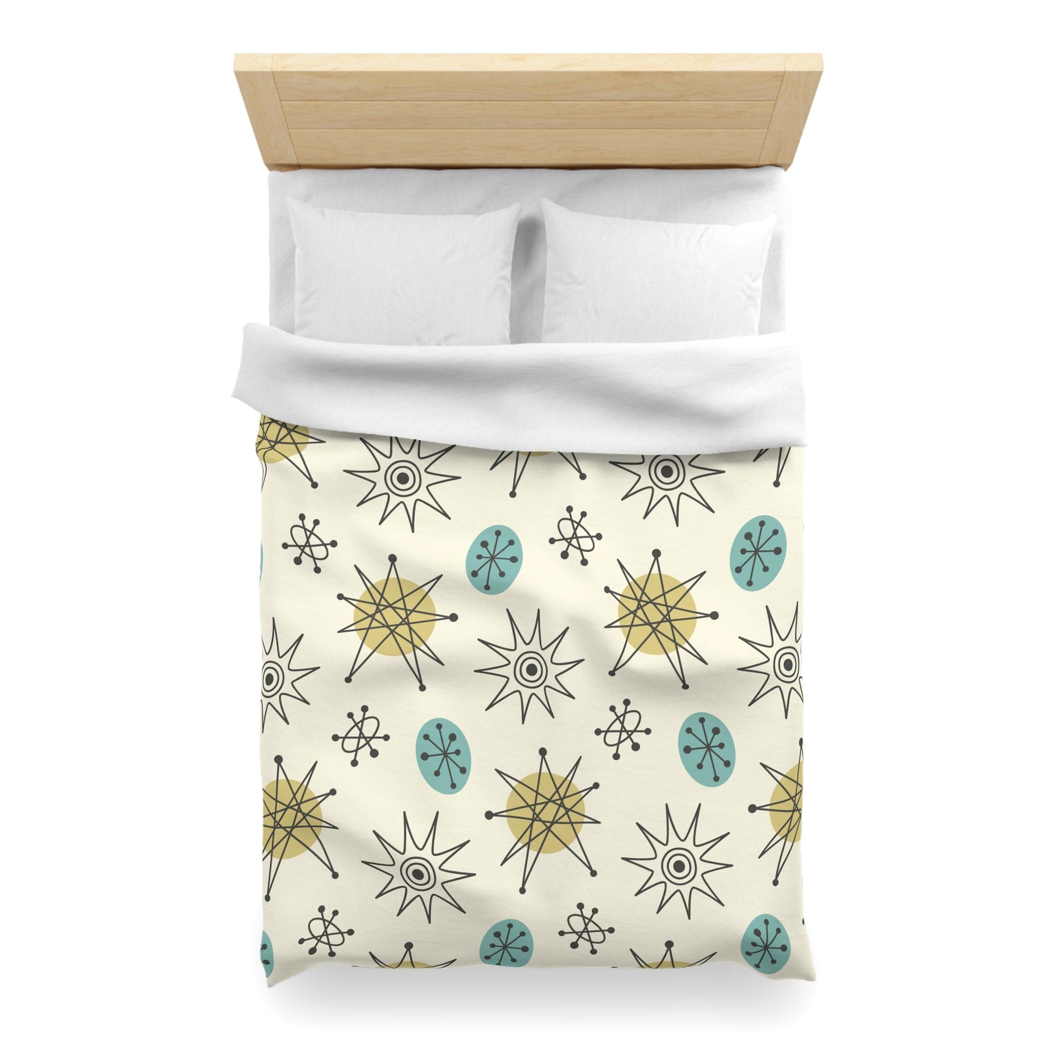 Kate McEnroe New York Classic Franciscan Starburst Duvet Cover, 50s Mid Century Modern Atomic Retro Cream, Aqua Blue, Green BeddingDuvet Covers28869317072190274265