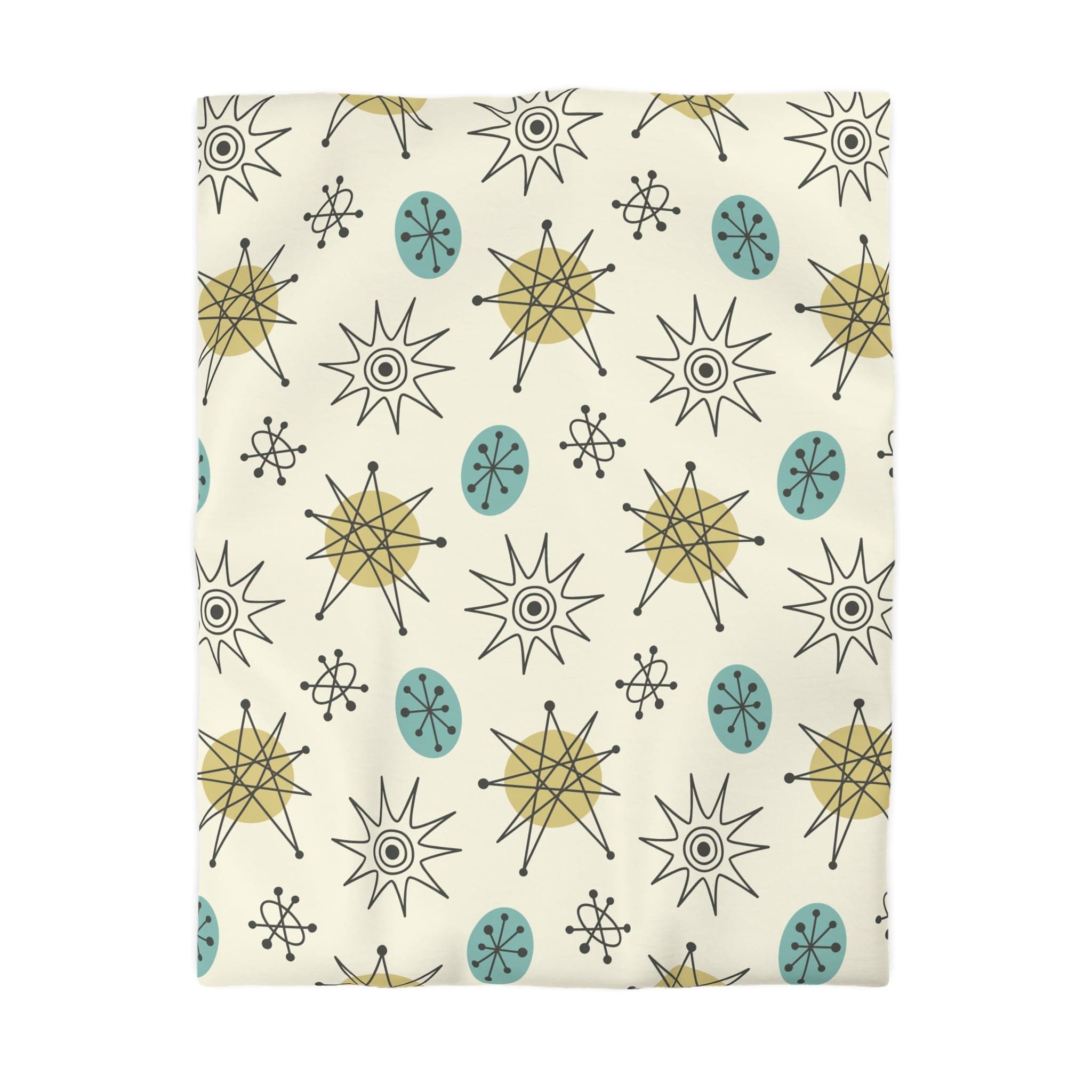Kate McEnroe New York Classic Franciscan Starburst Duvet Cover, 50s Mid Century Modern Atomic Retro Cream, Aqua Blue, Green BeddingDuvet Covers28869317072190274265