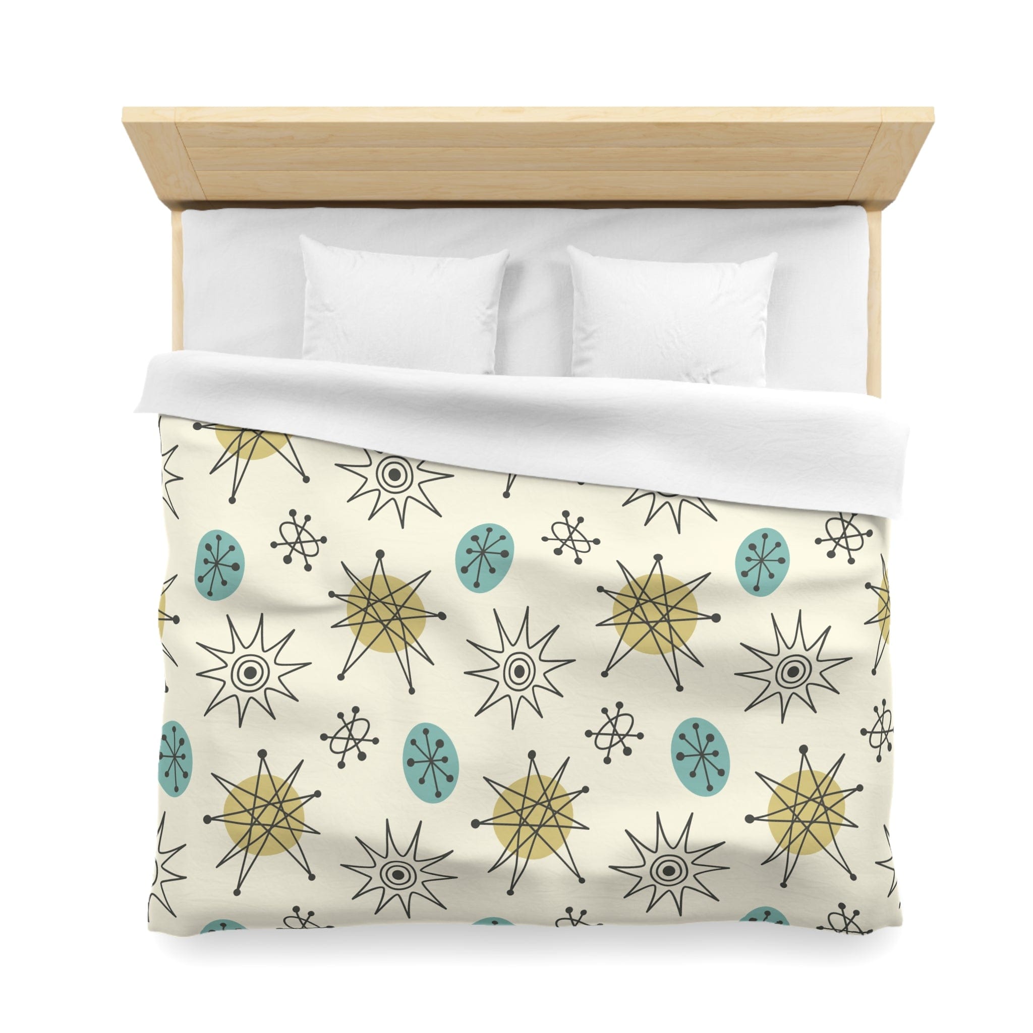 Kate McEnroe New York Classic Franciscan Starburst Duvet Cover, 50s Mid Century Modern Atomic Retro Cream, Aqua Blue, Green BeddingDuvet Covers28869317072190274265