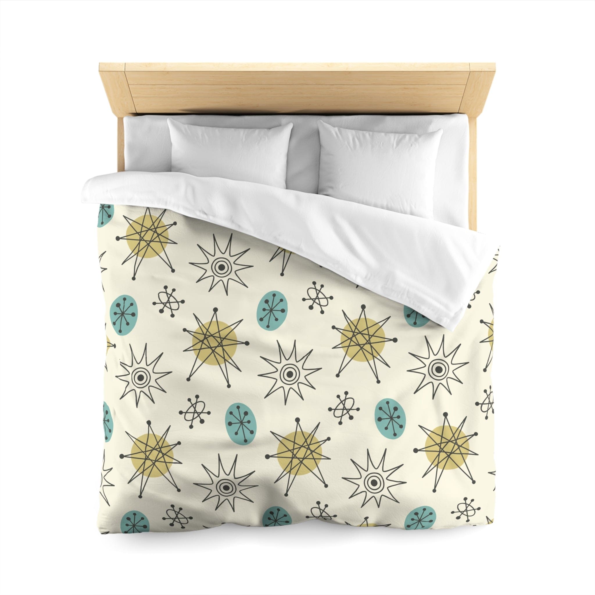 Kate McEnroe New York Classic Franciscan Starburst Duvet Cover, 50s Mid Century Modern Atomic Retro Cream, Aqua Blue, Green BeddingDuvet Covers28869317072190274265