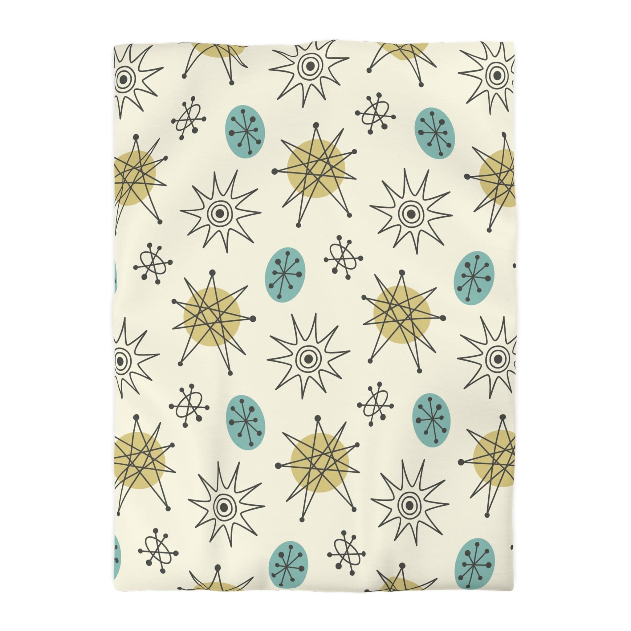 Kate McEnroe New York Classic Franciscan Starburst Duvet Cover, 50s Mid Century Modern Atomic Retro Cream, Aqua Blue, Green BeddingDuvet Covers28869317072190274265