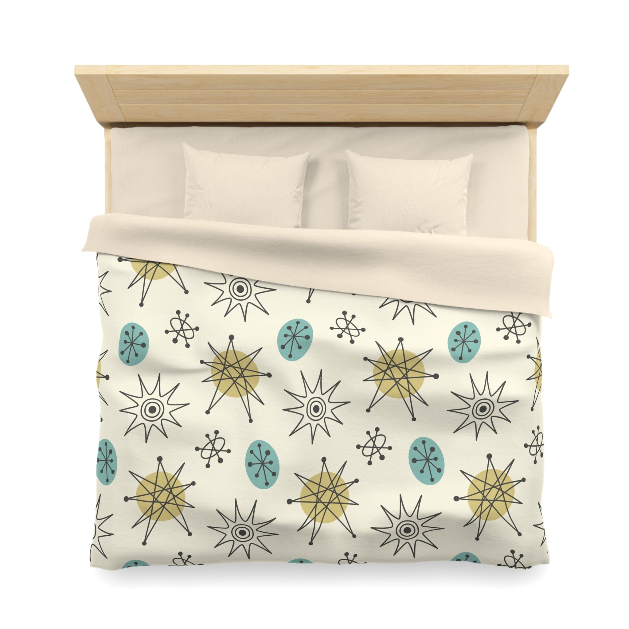 Kate McEnroe New York Classic Franciscan Starburst Duvet Cover, 50s Mid Century Modern Atomic Retro Cream, Aqua Blue, Green BeddingDuvet Covers28869317072190274265