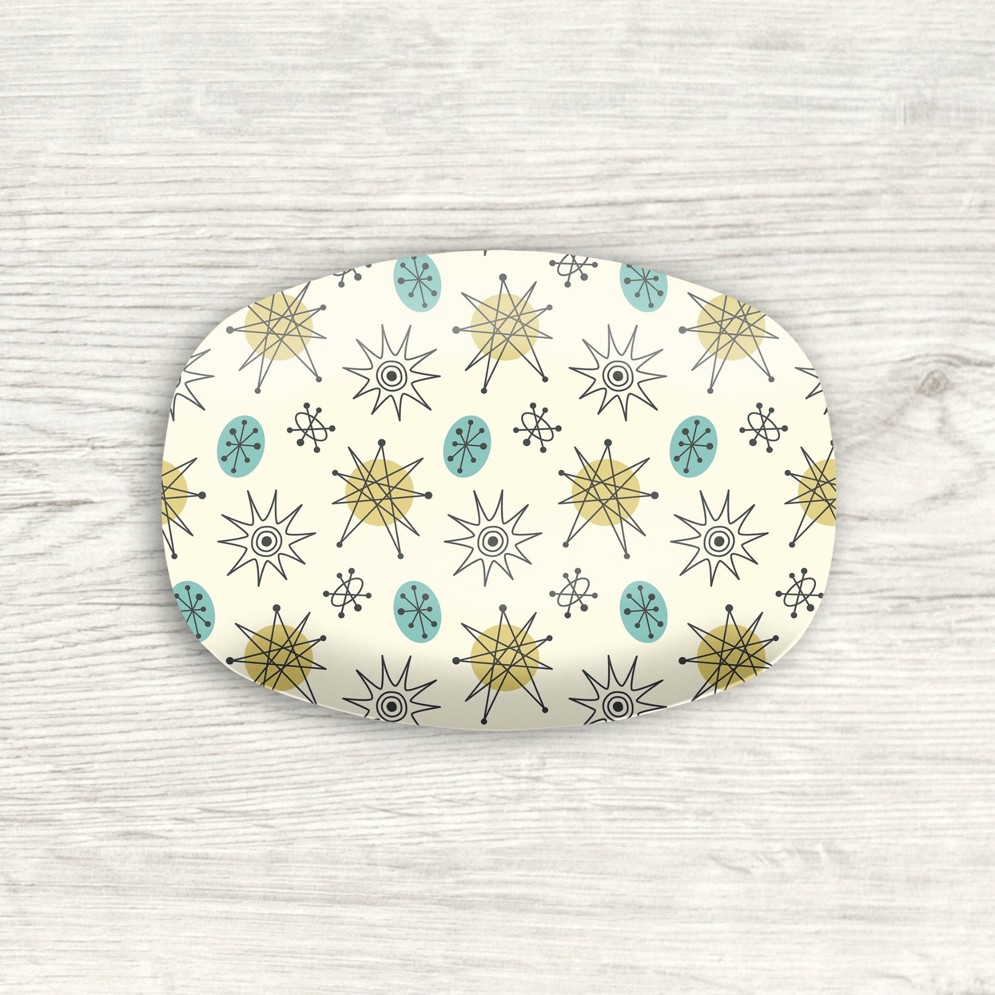Kate McEnroe New York Classic Franciscan Starburst Platter, 50s Mid Century Modern Atomic Retro Cream, Aqua Blue, Green DinnerwareServing PlattersP23 - CLS - FSB - 2