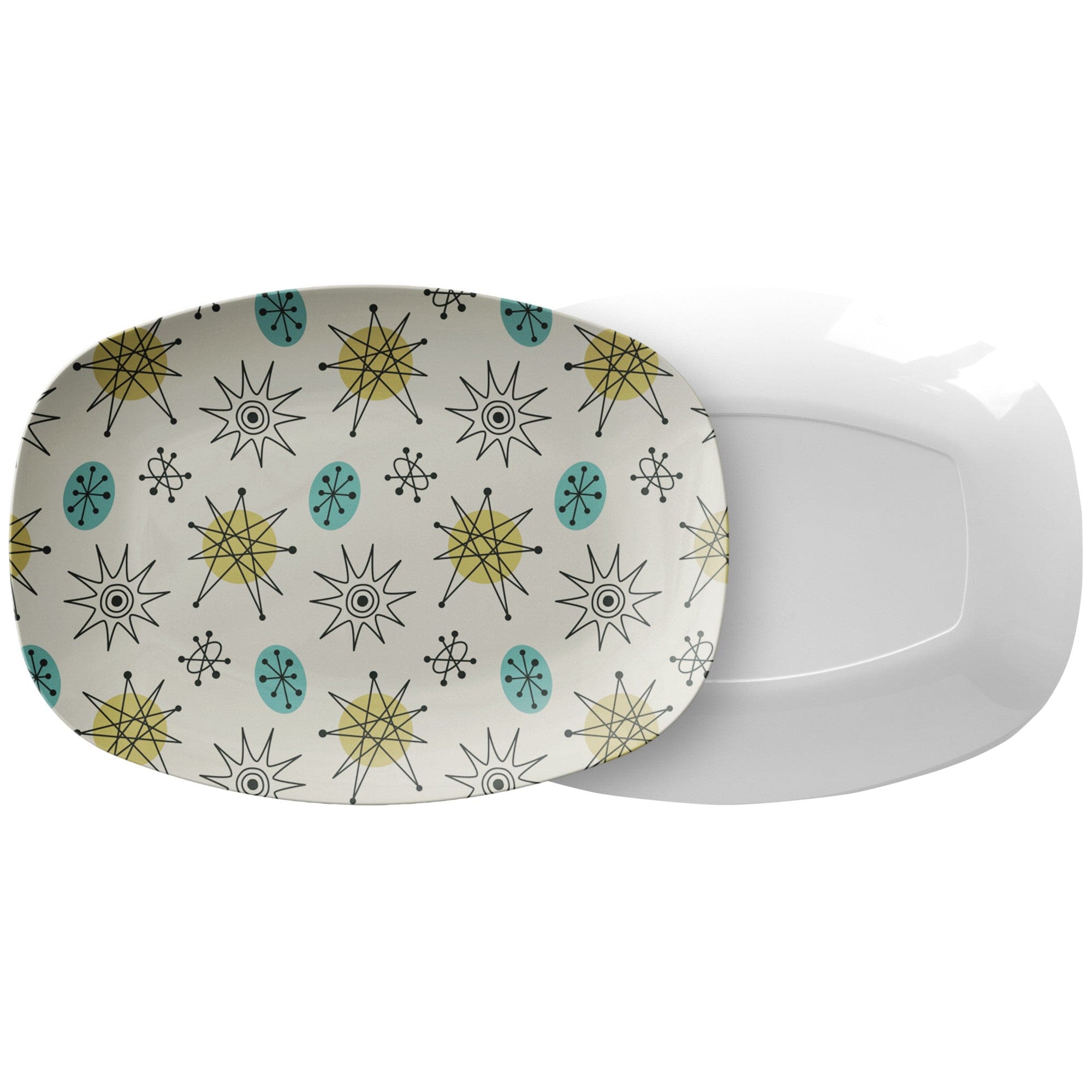 Kate McEnroe New York Classic Franciscan Starburst Platter, 50s Mid Century Modern Atomic Retro Cream, Aqua Blue, Green DinnerwareServing PlattersP23 - CLS - FSB - 2