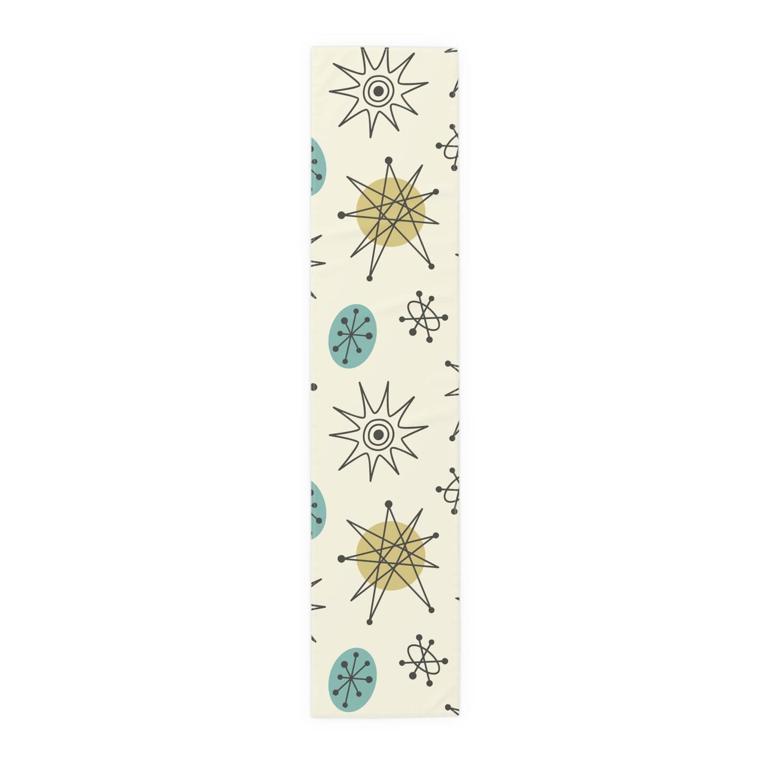 Kate McEnroe New York Classic Franciscan Starburst Table Runner, 50s Mid Century Modern Atomic Retro Cream, Aqua Blue, Green Table LinensTable Runners33137211802521591661