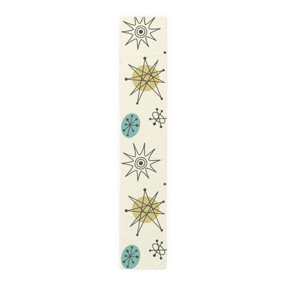 Kate McEnroe New York Classic Franciscan Starburst Table Runner, 50s Mid Century Modern Atomic Retro Cream, Aqua Blue, Green Table LinensTable Runners33137211802521591661