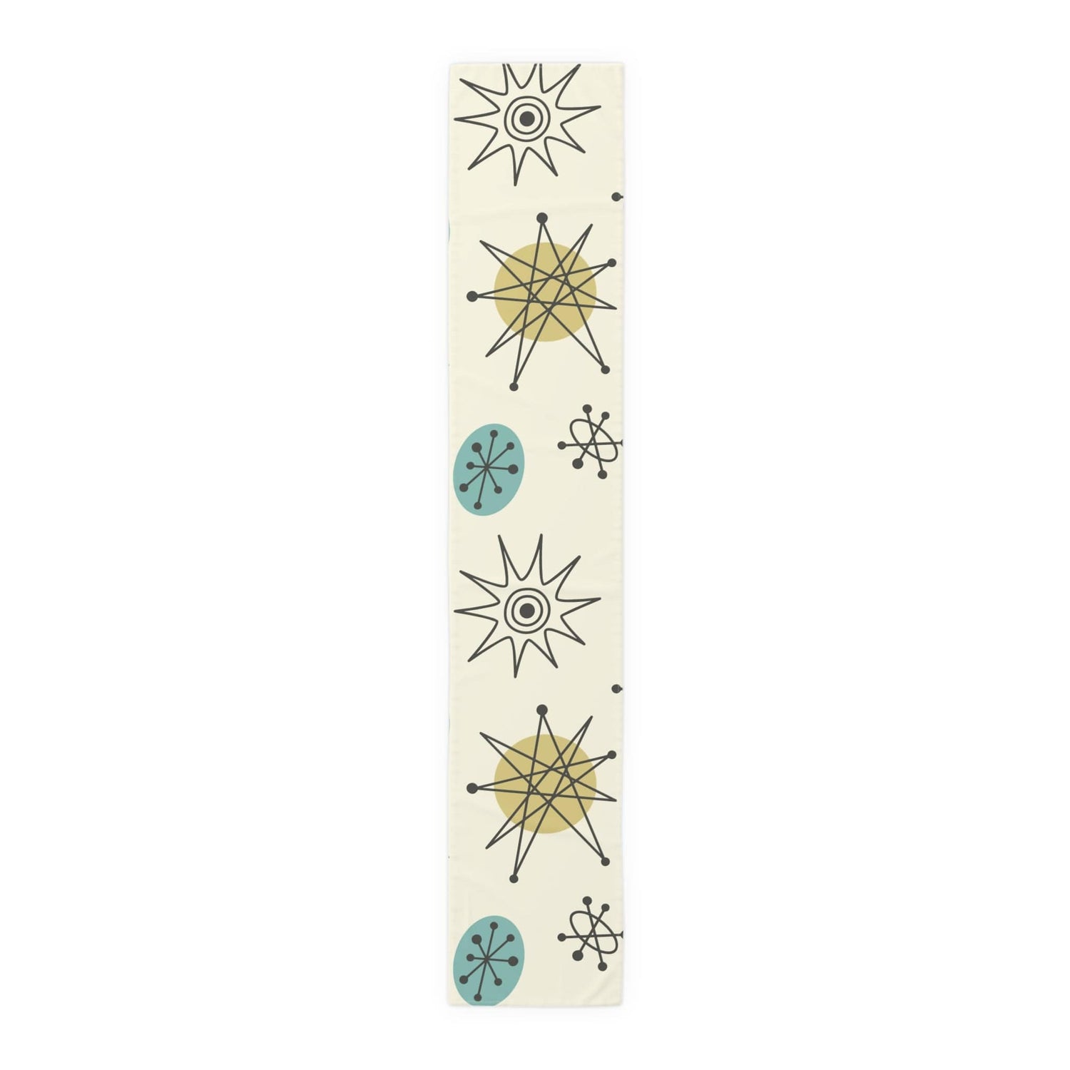 Kate McEnroe New York Classic Franciscan Starburst Table Runner, 50s Mid Century Modern Atomic Retro Cream, Aqua Blue, Green Table LinensTable Runners33137211802521591661