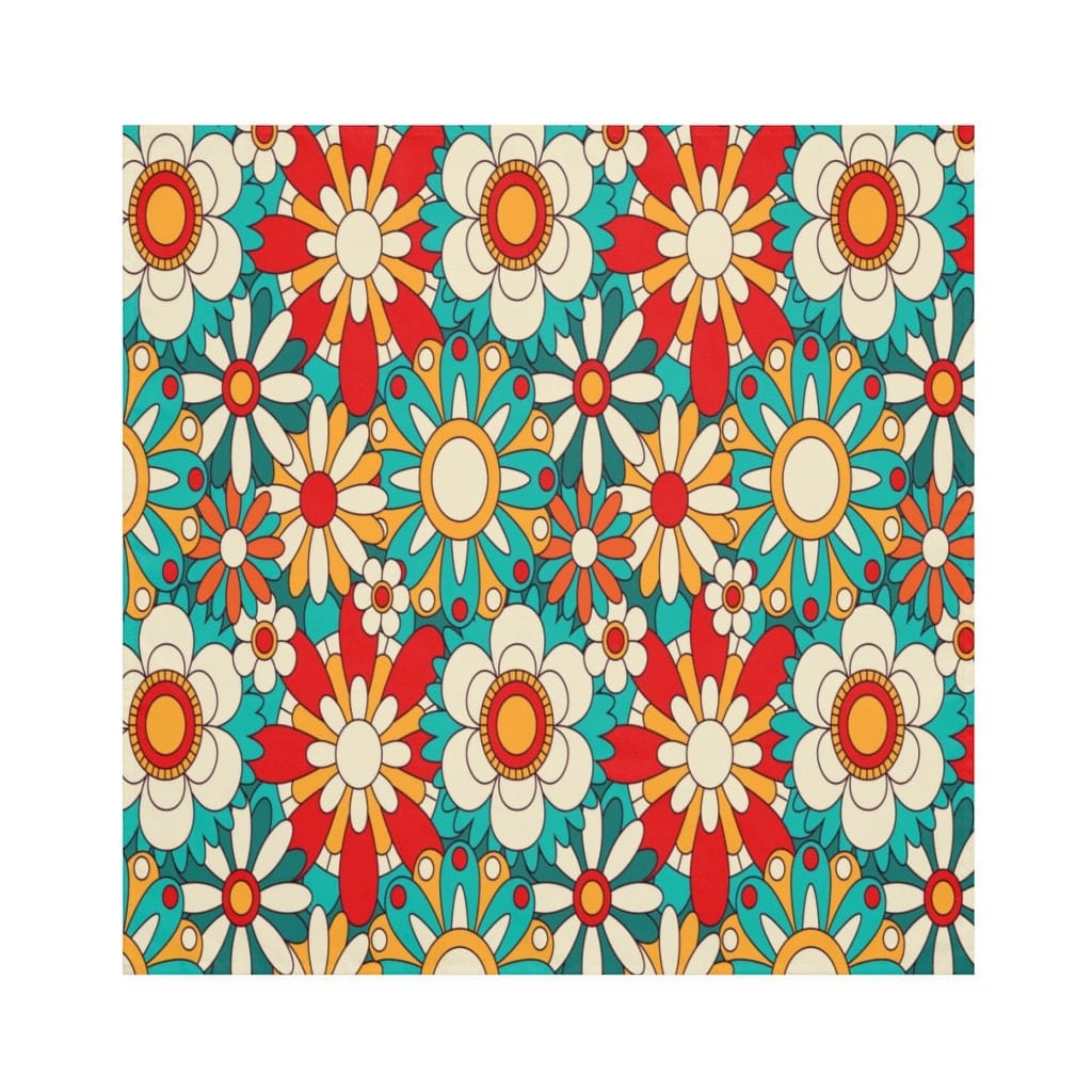 Kate McEnroe New York Cloth Napkins in Blooming Groovy Mid Century Modern Retro Flowers, Mid Mod 70s Daisy Floral Table Linens, Teal Orange 60&