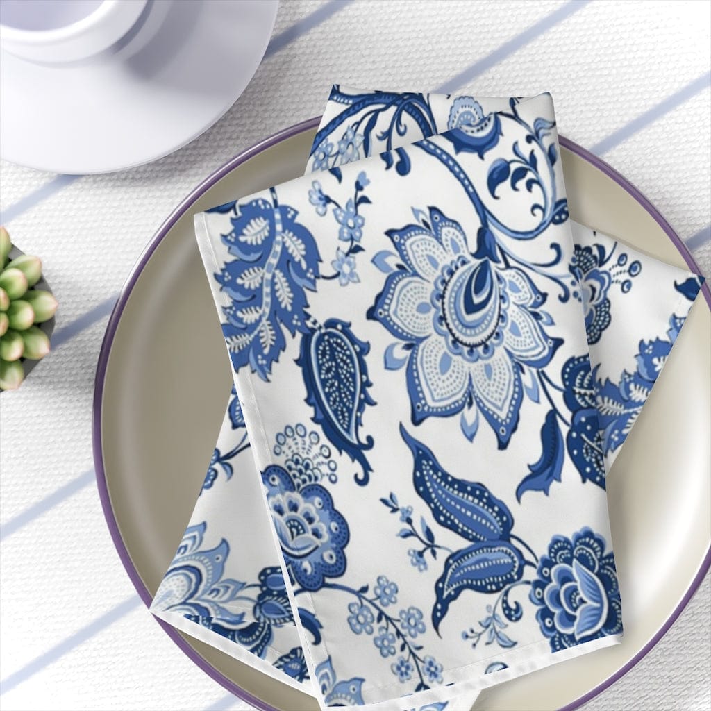 Kate McEnroe New York Cloth Napkins Set of 4 in Blue and White Floral Chinoiserie PrintNapkins32653568711627394830