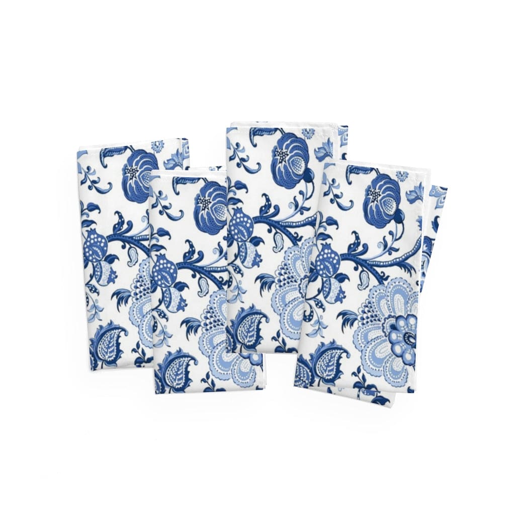 Kate McEnroe New York Cloth Napkins Set of 4 in Blue and White Floral Chinoiserie PrintNapkins32653568711627394830