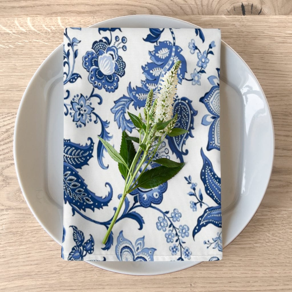 Kate McEnroe New York Cloth Napkins Set of 4 in Blue and White Floral Chinoiserie PrintNapkins32653568711627394830