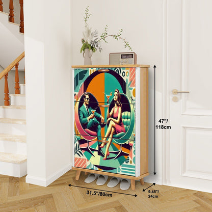 Kate McEnroe New York Cocktail Hour Mid Century Modern Shoe Cabinet, Retro Lounge Bar Storage AccentShoe Storagekn1veW4qeZ