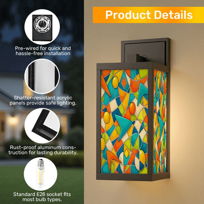 Kate McEnroe New York Colorful Geometric Abstract Stained Glass Style Wall SconceWall Sconces1VSXFBprDU