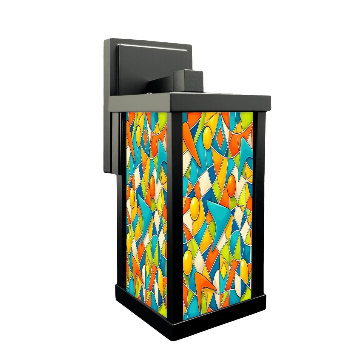 Kate McEnroe New York Colorful Geometric Abstract Stained Glass Style Wall SconceWall Sconces1VSXFBprDU