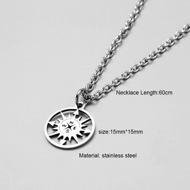 Kate McEnroe New York Compass Necklace For Men Necklaces Steel color / 60cm 23.5 in 38913273-steel-color-60cm-23-5-in