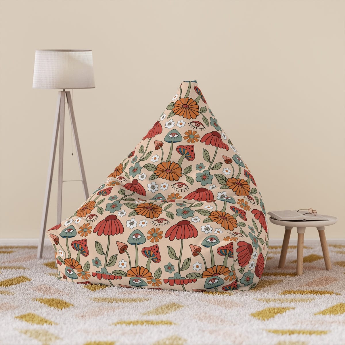 Kate McEnroe New York Cottagecore Aesthetic Retro Hippie Mushroom Bean Bag Chair Cover Bean Bag Chair Covers 38" × 42" × 29" / Without insert 19879020965874837788