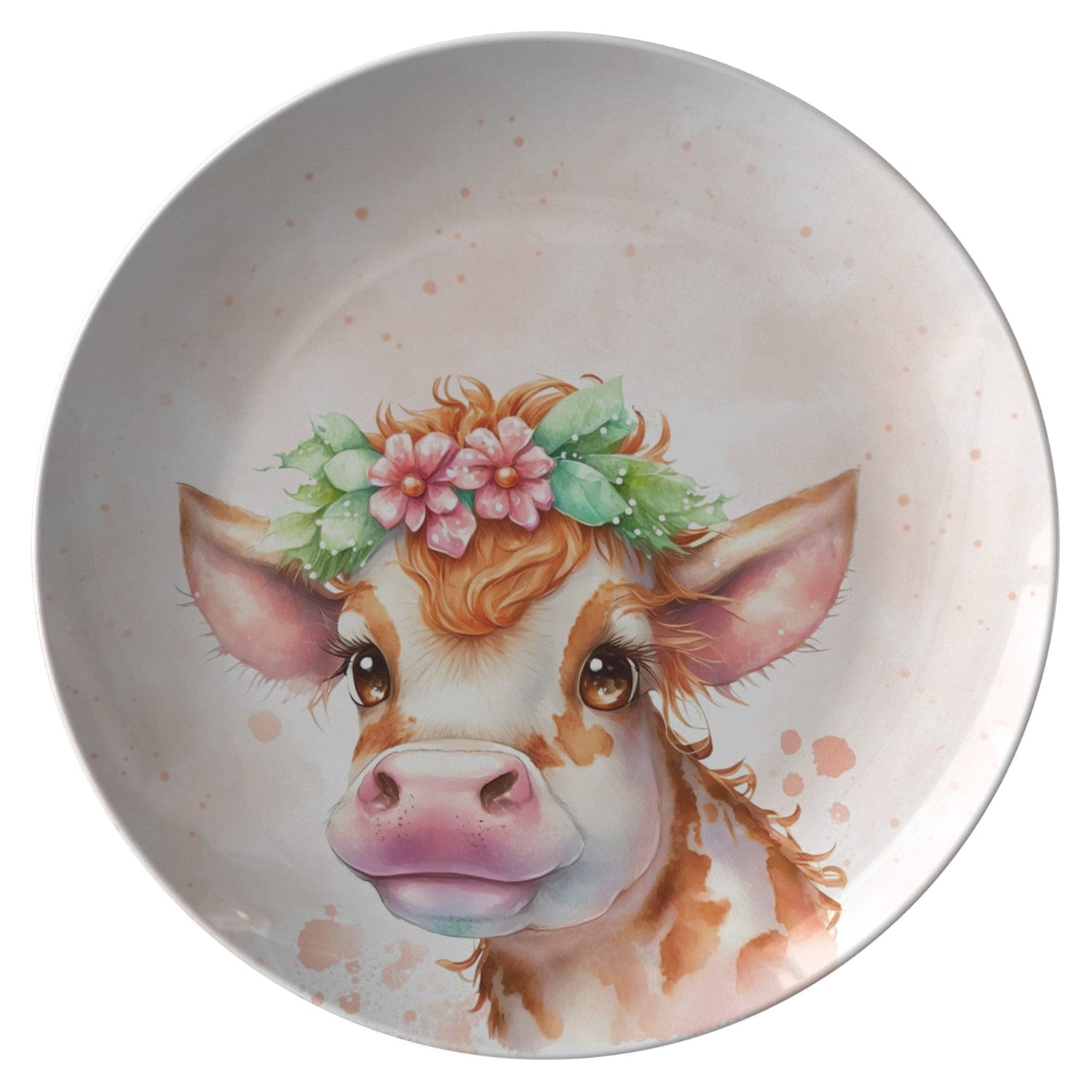 Kate McEnroe New York Country Farmhouse Watercolor Floral Cow Dinner Plate Plates