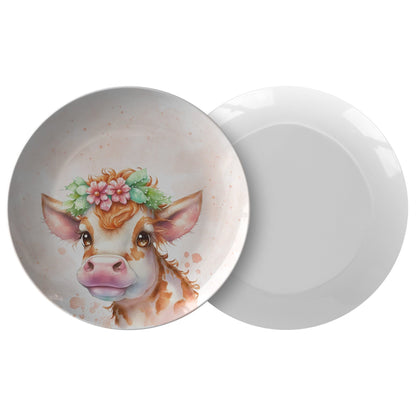 Kate McEnroe New York Country Farmhouse Watercolor Floral Cow Dinner PlatePlatesP20 - WTC - COW - 1S
